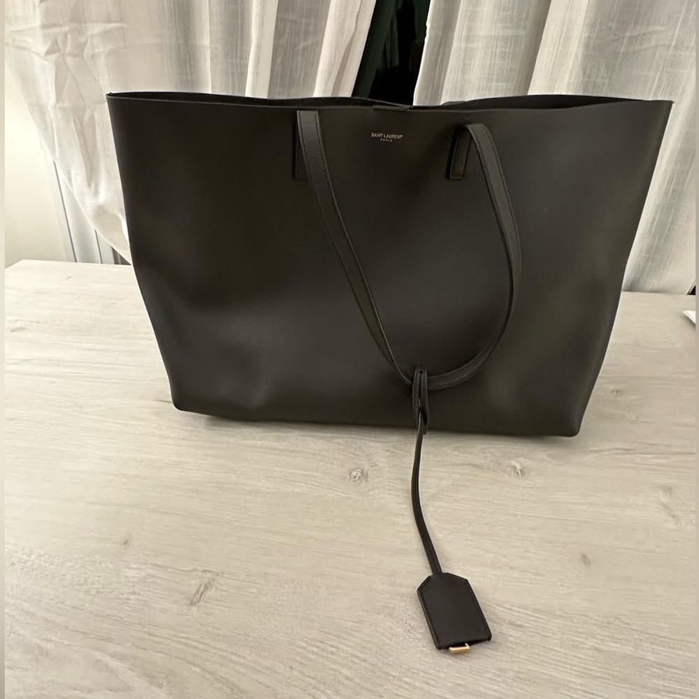 Yves Saint Laurent - large, light, supple east/west tote bag, color storm.